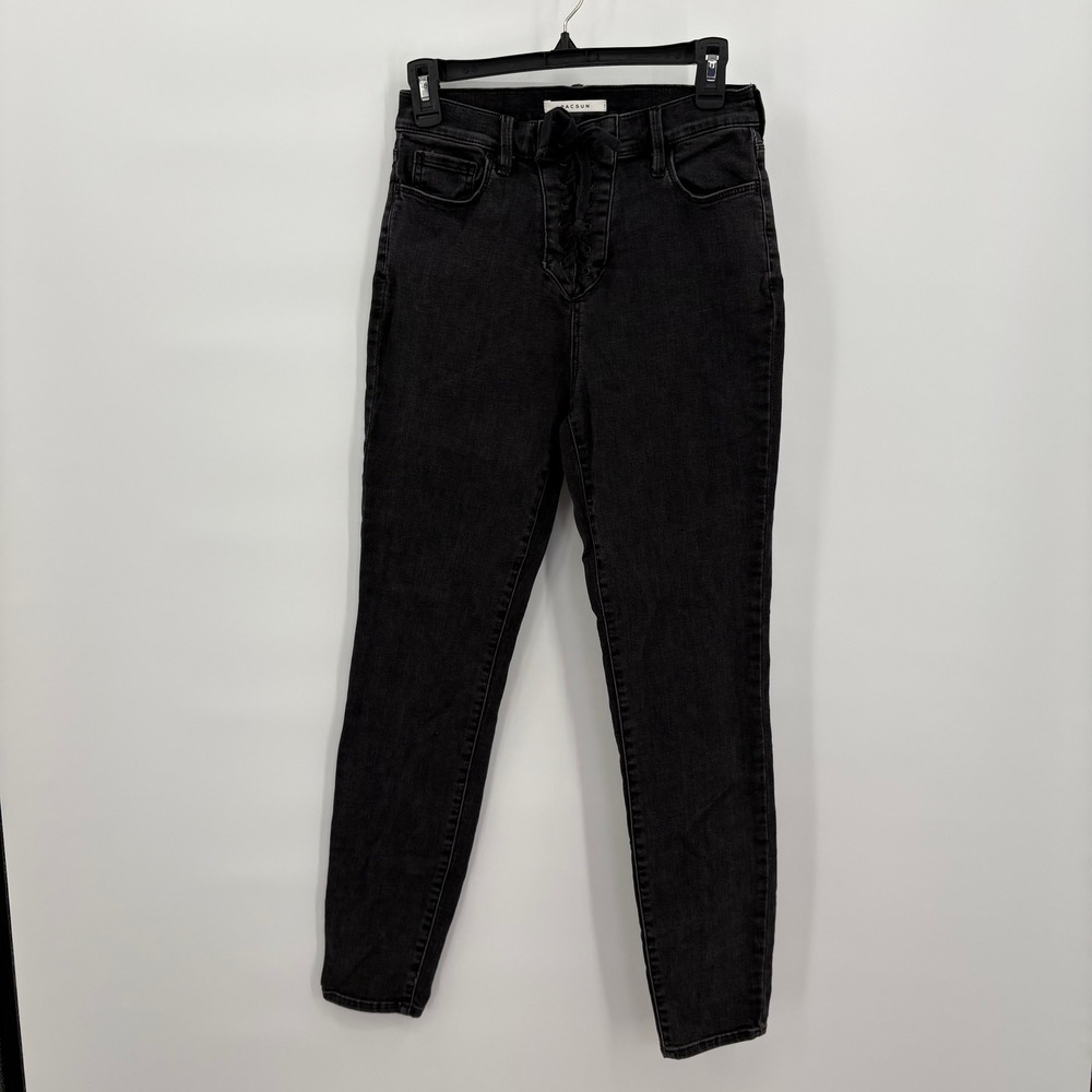 PacSun Womens Super High Rise Jegging Faded Black Lace Up Front Jeans‎ Size 27